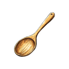 wooden ladle hand drawn illustration