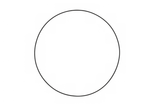 Black circle outline presented on a transparent background, perfect for use as a frame, border, or design element