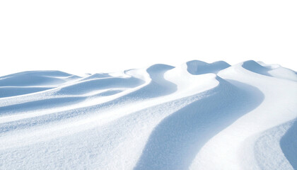 Soft, undulating snowdrifts against a dark, featureless sky