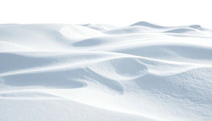 Pristine white snowscape with rolling hills, under clear, black sky