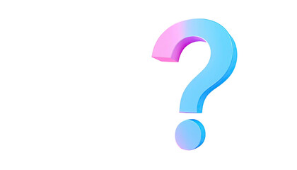 Blue/pink gradient question mark, isolated on black background