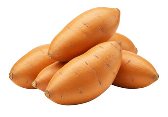 Isolated Group of fresh yams, sweet potato produce at harvest time in a natural setting