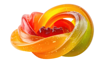 Colorful gummy spiral with bear candies