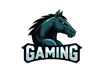 Epic gaming horse mascot logo design digital art - Gaming logo - Gaming Mascot - esport mascot stock illustration