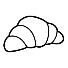 French Pastry croissant flat black icon