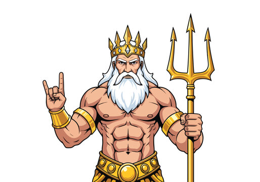 Mighty god of the sea gaming mascot with trident - Gaming logo - Gaming Mascot - esport mascot stock illustration