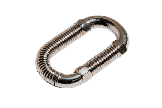 Metal coiled tube, bent into an oval shape with hex fittings