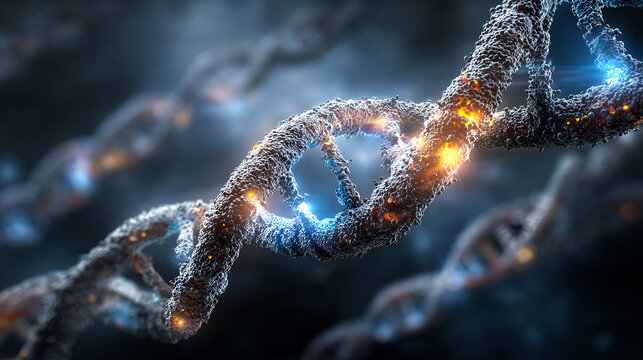 Glowing DNA Strand Illustration | Digital Genetics Art | DNA Double Helix Visualization