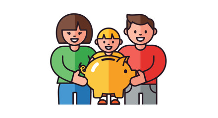 Family Securing Finances, Safeguarding Future, Managing Savings, Financial Security Vision