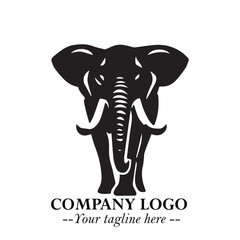 Majestic Elephant Logo Symbol in Black on White Background with Elegant Minimalist Modern Design