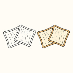 Two slices of white bread. Food theme. Vector illustration.