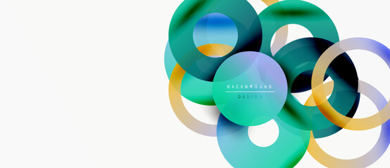 Abstract colorful circles overlap, creating dynamic visual effect. Modern design element for backgrounds, presentations.