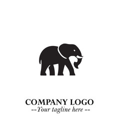 Majestic Elephant Logo Symbol in Black on White Background with Elegant Minimalist Modern Design