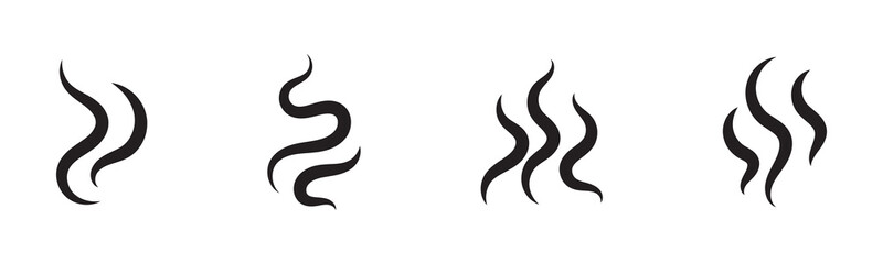 Obraz premium Smoke steam icon vector logo set on transparent background