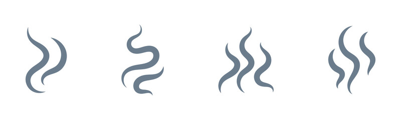 Obraz premium Smoke steam icon vector logo set on transparent background