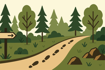 Obraz premium Forest trail pathway with trees and rocks