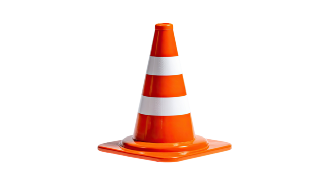 orange traffic cone safety road marker construction barrier warning equipment object outdoor element isolated on white background