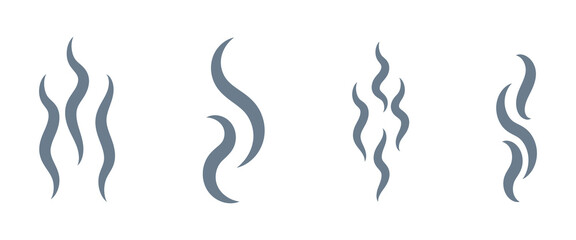 Fire steam or Line smoke doodle hand drawn set. smell waves from food or coffee and beverages sketch style.