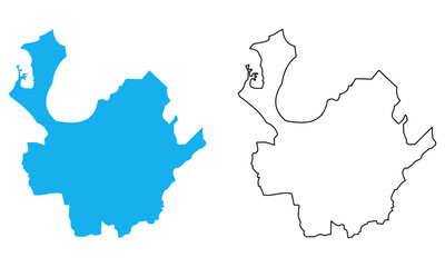 map of Antioquia is a Department of Colombia. Map with detailed outlines and blue silhouettes