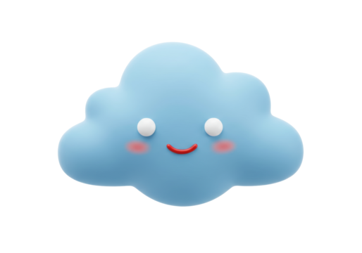 Isolated Cloud with Smiling Face, Blue Weather Icon or Symbol on a Clean Backdrop Concept