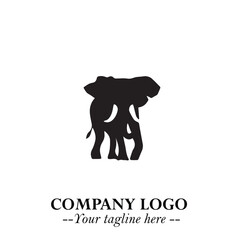 Majestic Elephant Logo Symbol in Black on White Background with Elegant Minimalist Modern Design
