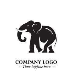 Majestic Elephant Logo Symbol in Black on White Background with Elegant Minimalist Modern Design