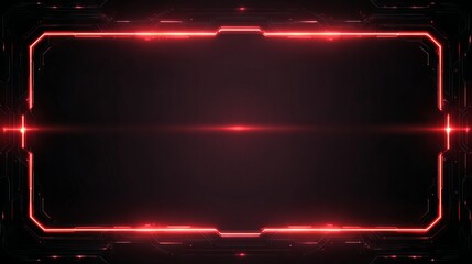 Sleek futuristic red neon border frames dark digital background with glowing circuitry, perfect for tech presentations or gaming themes.