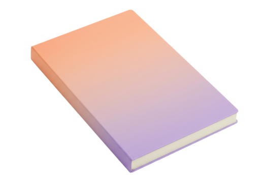 Isolated notebook with peach and purple gradient cover, for notes and creative writing