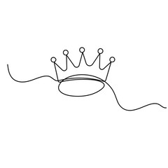 King crown icon  continuous one line drawing  outline vector illustration 