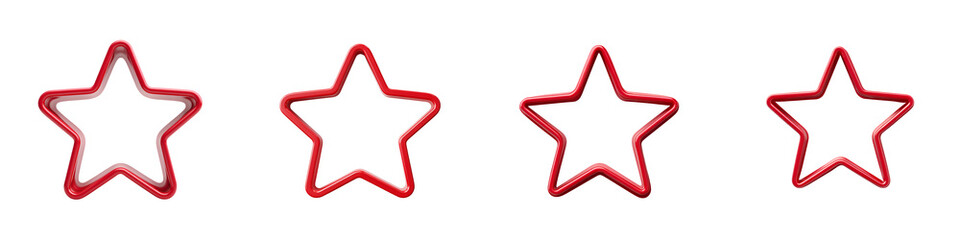 Obraz premium Four Red Star Shapes in a Row on White Background - Simple, Clean, Rating, Minimalist, Decorative, Holiday, Celebration, Quality, Evaluation