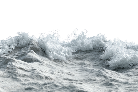 Foamy waves crash; a cresting ocean against black