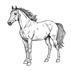 vector illustration of a horse coloring page 