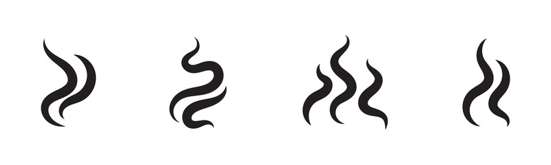 Smoke and steam vector icon set. Heat, hot, cooking symbol vector.