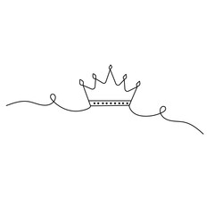King crown icon  continuous one line drawing  outline vector illustration 