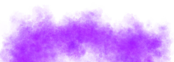 Violet smoke clouds rising on transparent background with upper empty space for dramatic or mysterious visual scenes