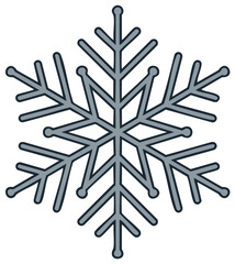 Fototapeta premium Simple gray snowflake icon with a symmetrical crystal shape for winter holiday design