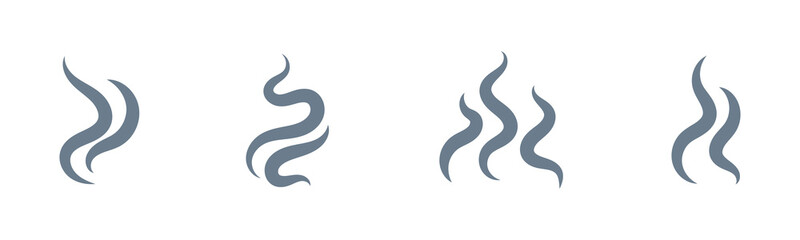 Obraz premium Smoke and steam vector icon set. Heat, hot, cooking symbol vector.