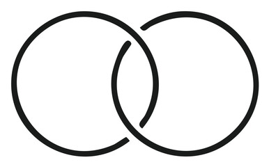 Interlocking black outline circles representing connection unity and partnership simple graphic design
