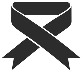 Black ribbon symbol of mourning grief and remembrance Memorial funeral icon for loss and solidarity