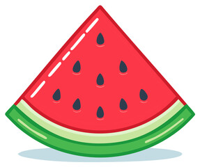 Stylized Watermelon Slice Illustration with Seeds, Summer Concept