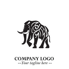 Obraz premium Majestic Elephant Logo Symbol in Black on White Background with Elegant Minimalist Modern Design