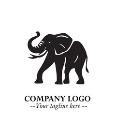 Majestic Elephant Logo Symbol in Black on White Background with Elegant Minimalist Modern Design