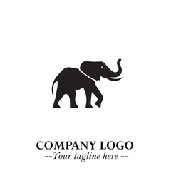Majestic Elephant Logo Symbol in Black on White Background with Elegant Minimalist Modern Design