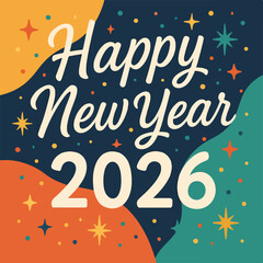 Happy New Year 2026 Celebration Greeting Card
