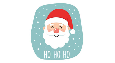 Santa Claus Head with Hat and Beard Vector Illustration