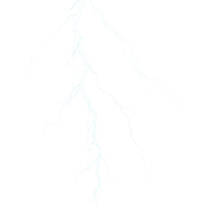 Intense electrical lightning strike on a transparent background PNG image