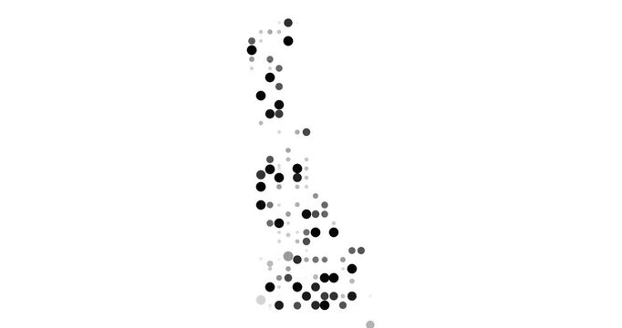 Abstract Dots Converging to Create Delaware Map Shape