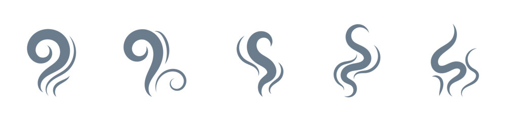 Fototapeta premium Smoke steam icon vector set, Smoke smell. Vector illustration