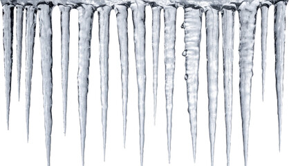  Vertical row of natural textured ice icicles hanging down winter season element on a transparent background PNG image PNG file