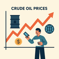 Crude Oil Prices Chart with Upward Trend and Global Economy